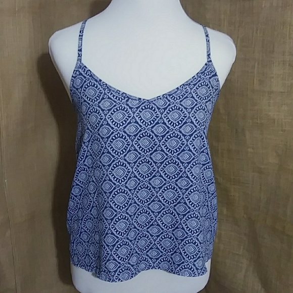 Blue Hollister Print Tank Strappy Racer Back XS Size Extra Small RED BANNER - Picture 3 of 8
